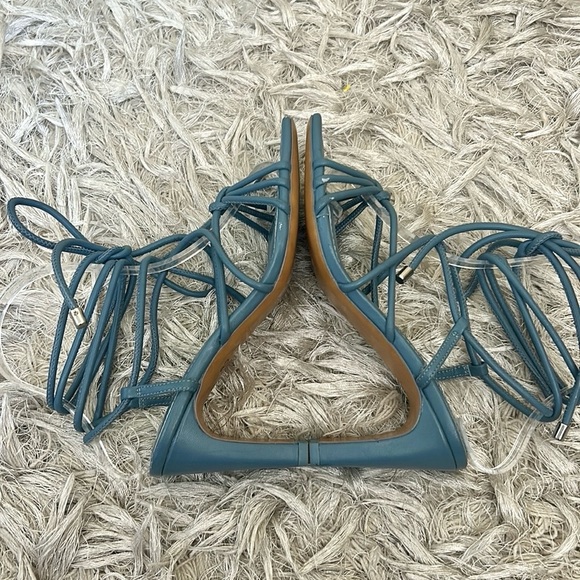 Jonathan Simkhai Meghan Leather Square Toe High Heel Wrap Sandals Sz 36 US 6 - Picture 8 of 13